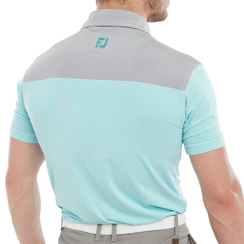 FootJoy End-On-End Block Polo Shirt - White/Maui Blue/Lava