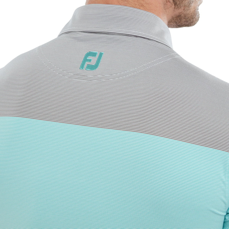 FootJoy End-On-End Block Polo Shirt - White/Maui Blue/Lava