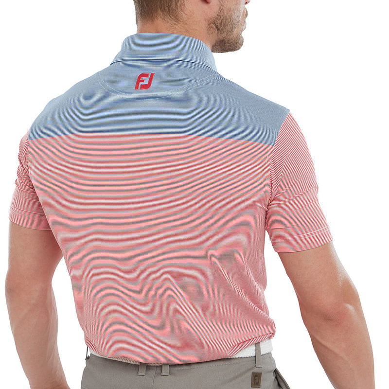 FootJoy End-On-End Block Polo Shirt - White/Racing Red/Twilight