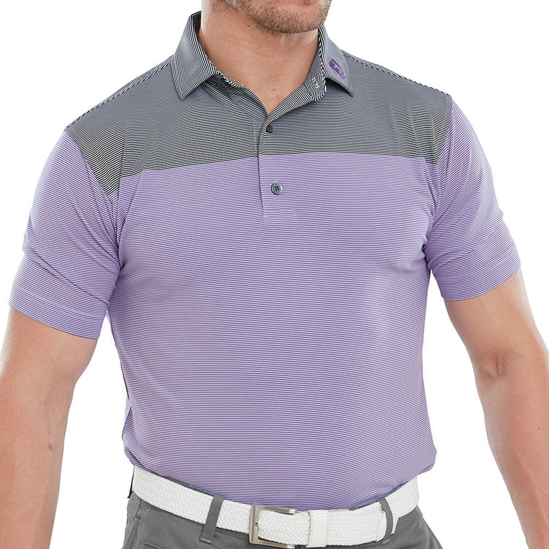 FootJoy End-On-End Block Polo Shirt - White/Violet/Black