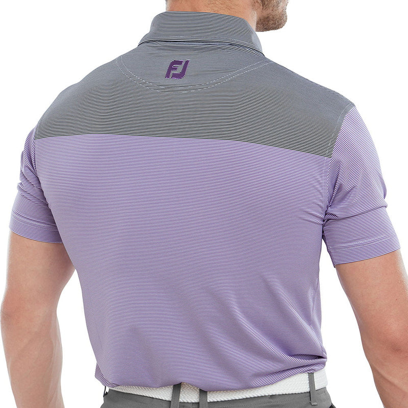 FootJoy End-On-End Block Polo Shirt - White/Violet/Black