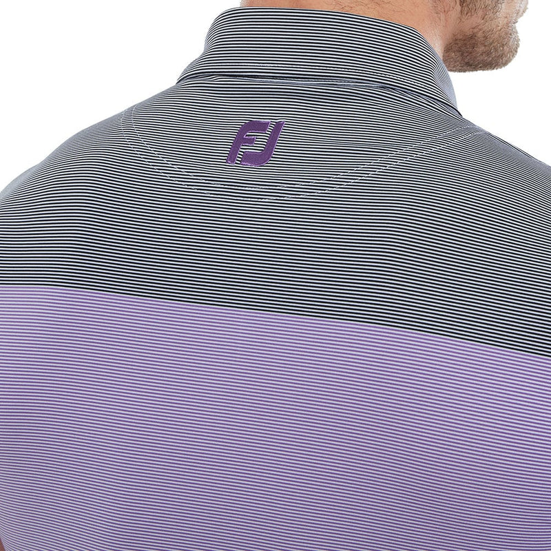 FootJoy End-On-End Block Polo Shirt - White/Violet/Black