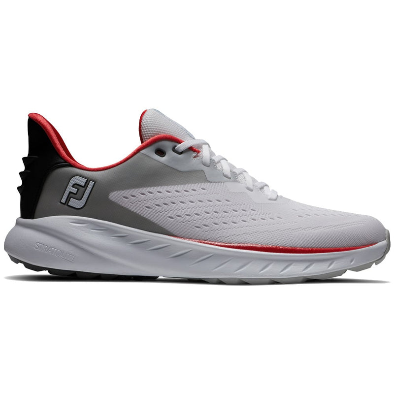 FootJoy Flex XP Spikeless Waterproof Shoes - White/Black/Red