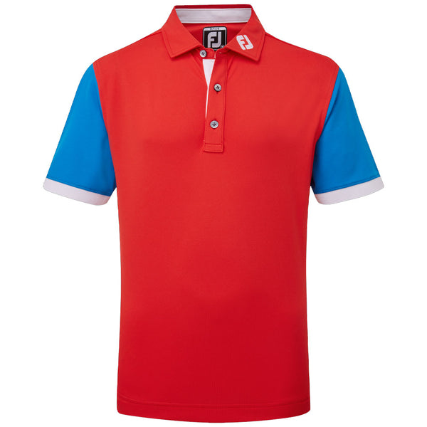 FootJoy Jr Colour Block Polo Shirt - Bright Red