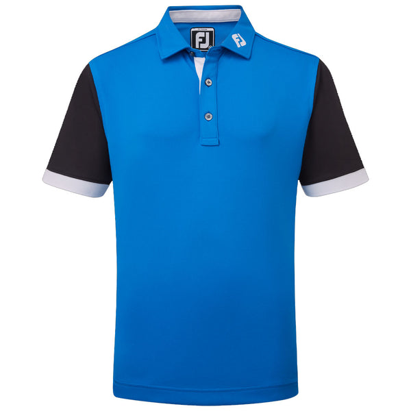 FootJoy Jr Colour Block Polo Shirt - Cobalt/Black