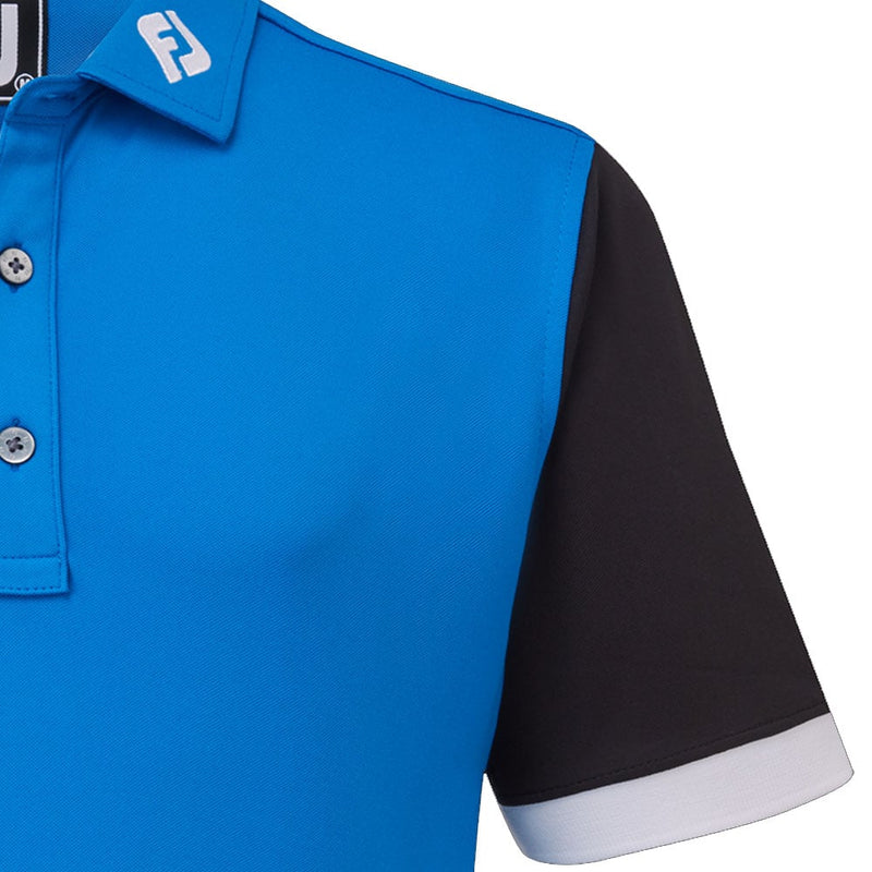 FootJoy Jr Colour Block Polo Shirt - Cobalt/Black