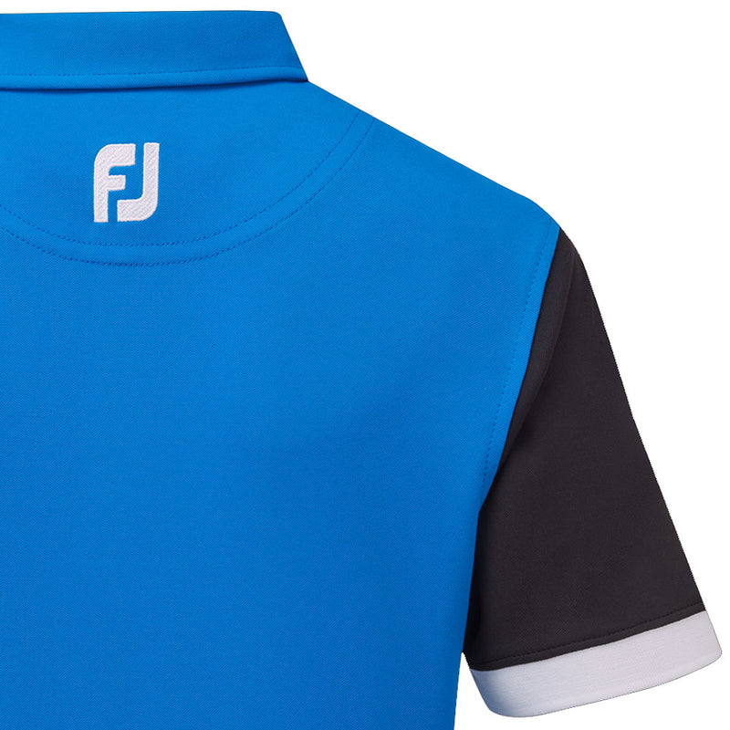 FootJoy Jr Colour Block Polo Shirt - Cobalt/Black