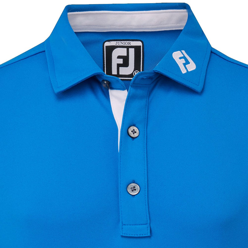 FootJoy Jr Colour Block Polo Shirt - Cobalt/Black