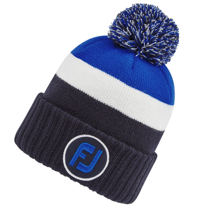 FootJoy Pom Pom Beanie - Navy/White/Blue