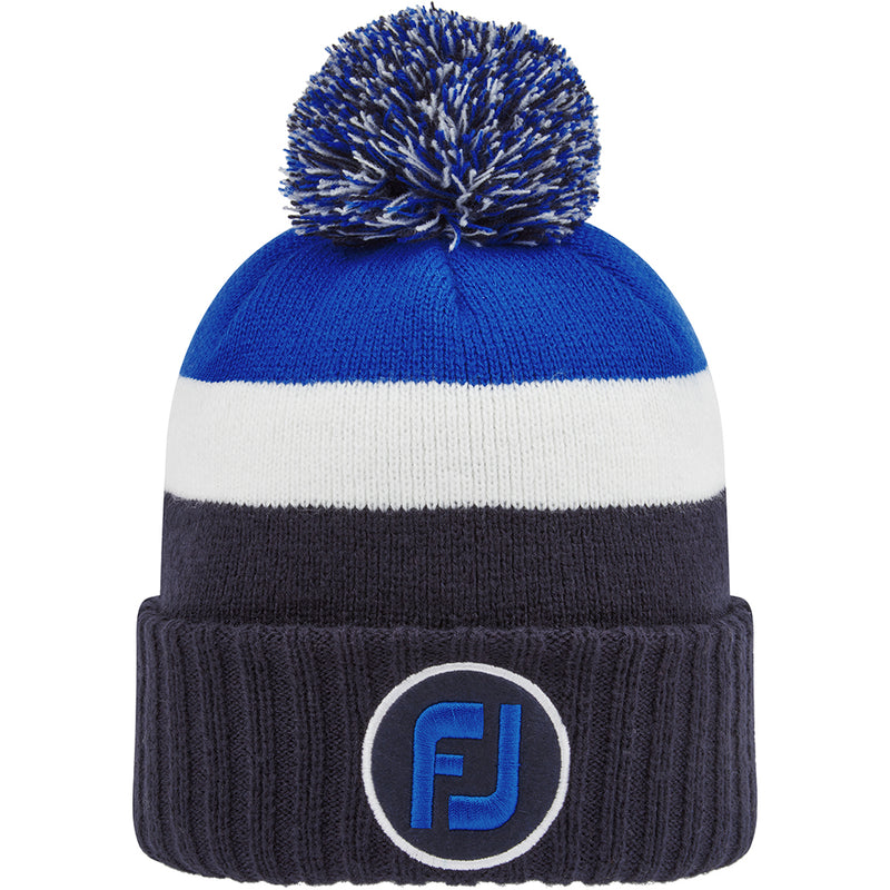 FootJoy Pom Pom Beanie - Navy/White/Blue