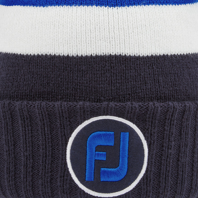 FootJoy Pom Pom Beanie - Navy/White/Blue