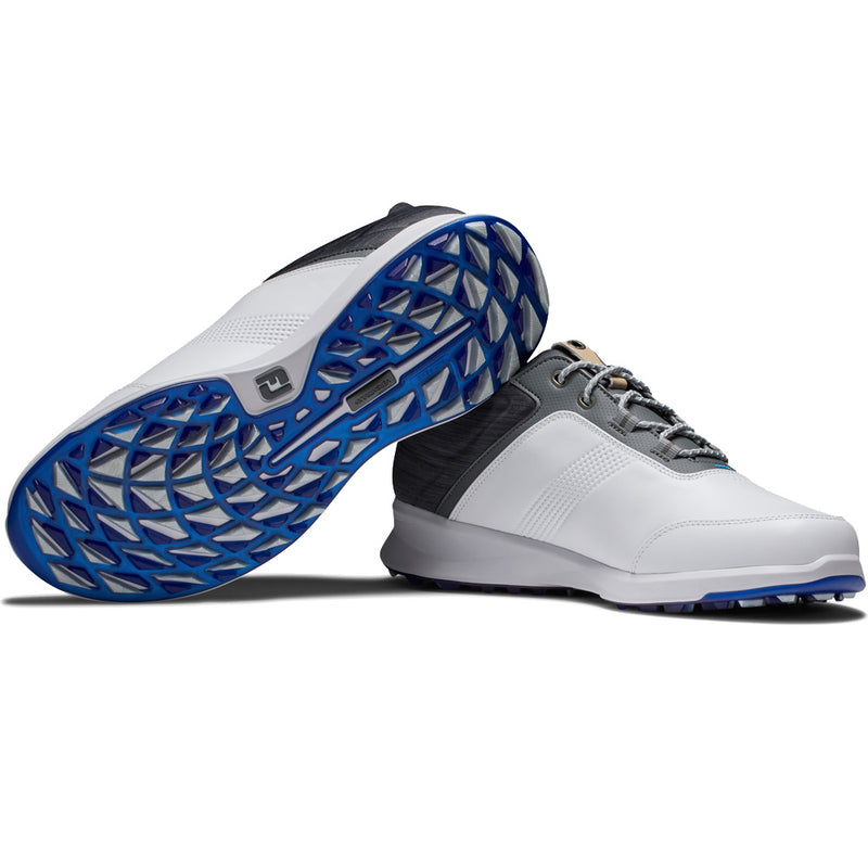 FootJoy Stratos Spikeless Waterproof Shoes - White/Charcoal/Blue