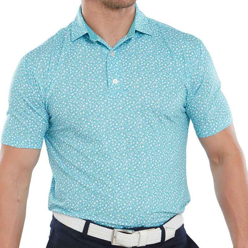 FootJoy Tossed Tulips Polo Shirt- Maui Blue/White