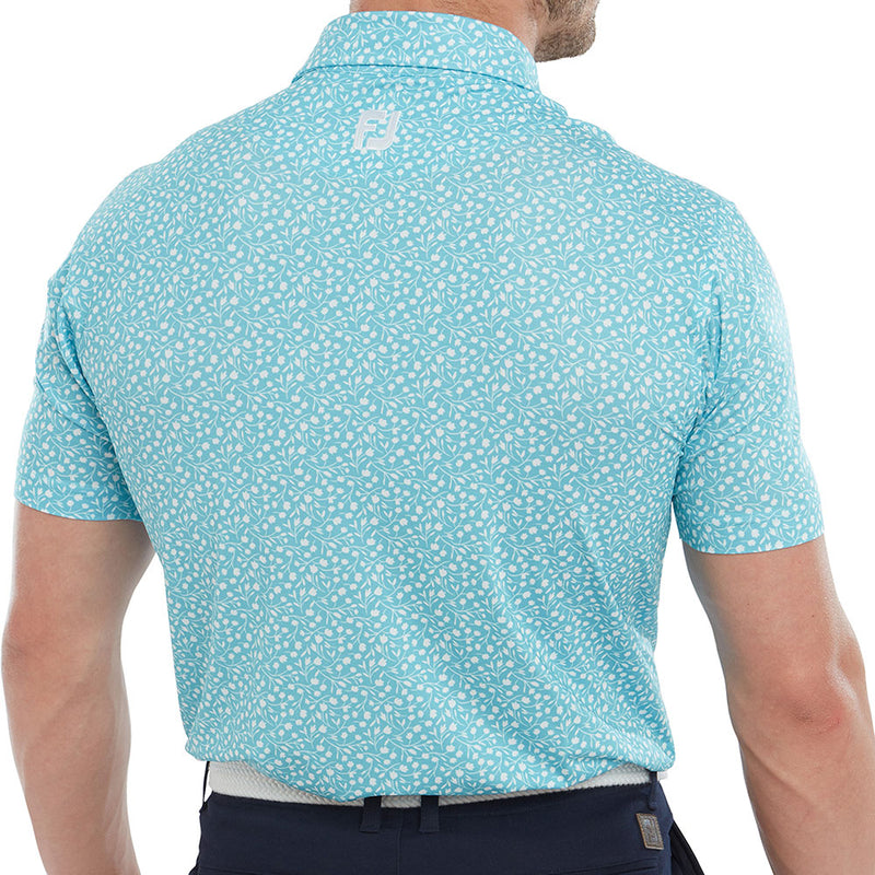 FootJoy Tossed Tulips Polo Shirt- Maui Blue/White