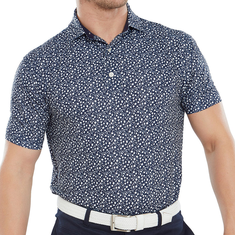 FootJoy Tossed Tulips Polo Shirt - Navy/White