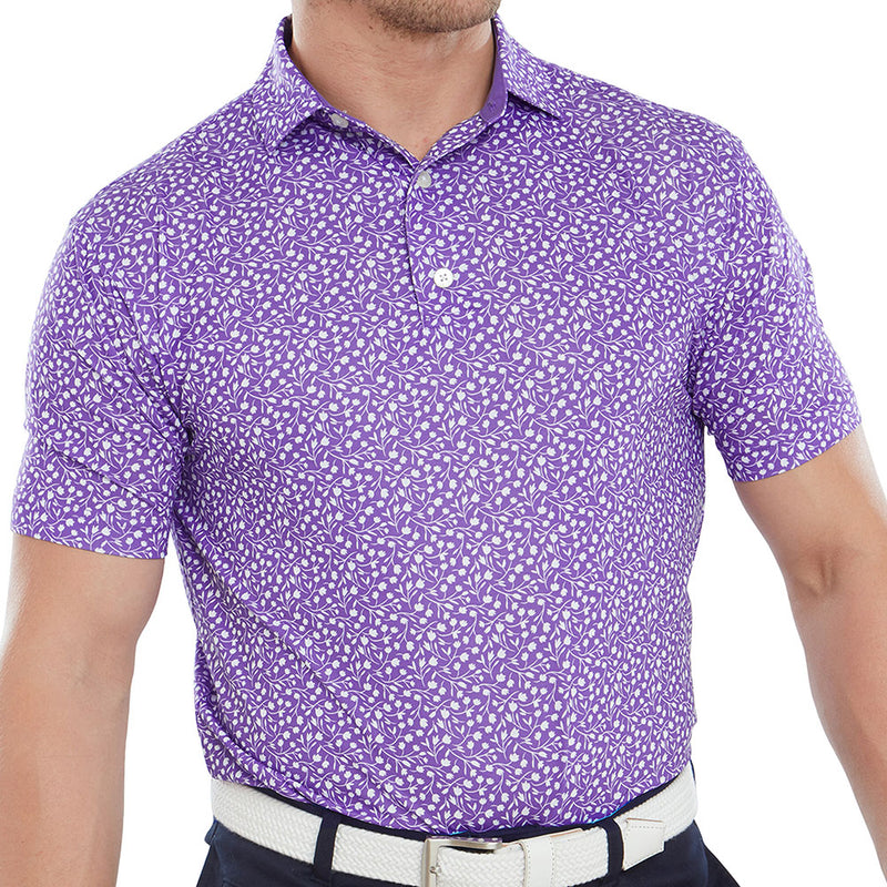 FootJoy Tossed Tulips Polo Shirt - Violet/White