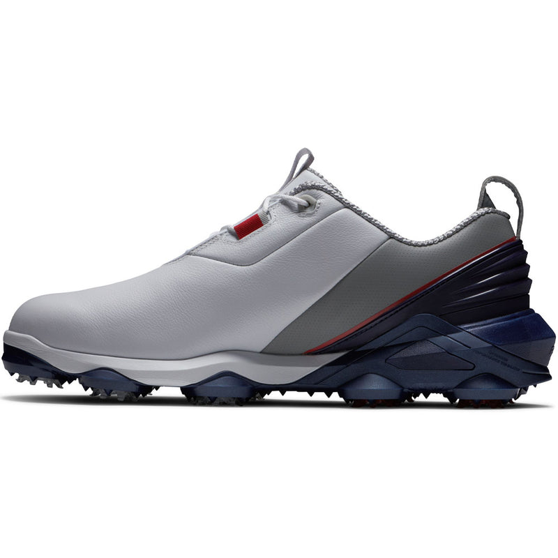 FootJoy Tour Alpha Waterproof Spiked Shoes - White/Navy/Grey