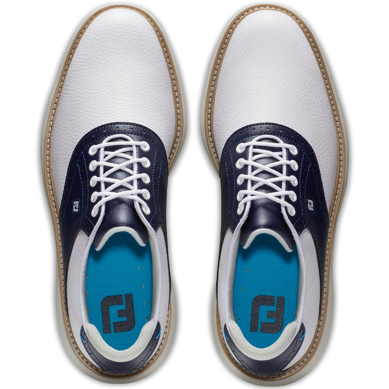 FootJoy Traditions Spiked Waterproof Shoes - White/Navy