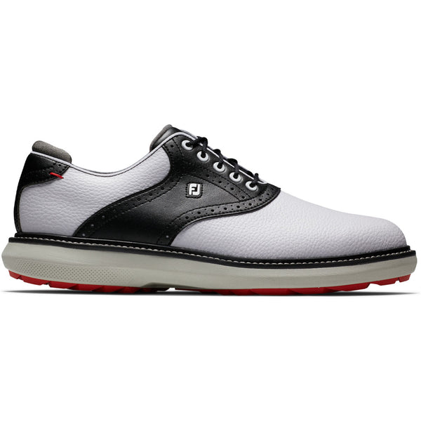 FootJoy Traditions Spikeless Waterproof Shoes - White/Black/Grey