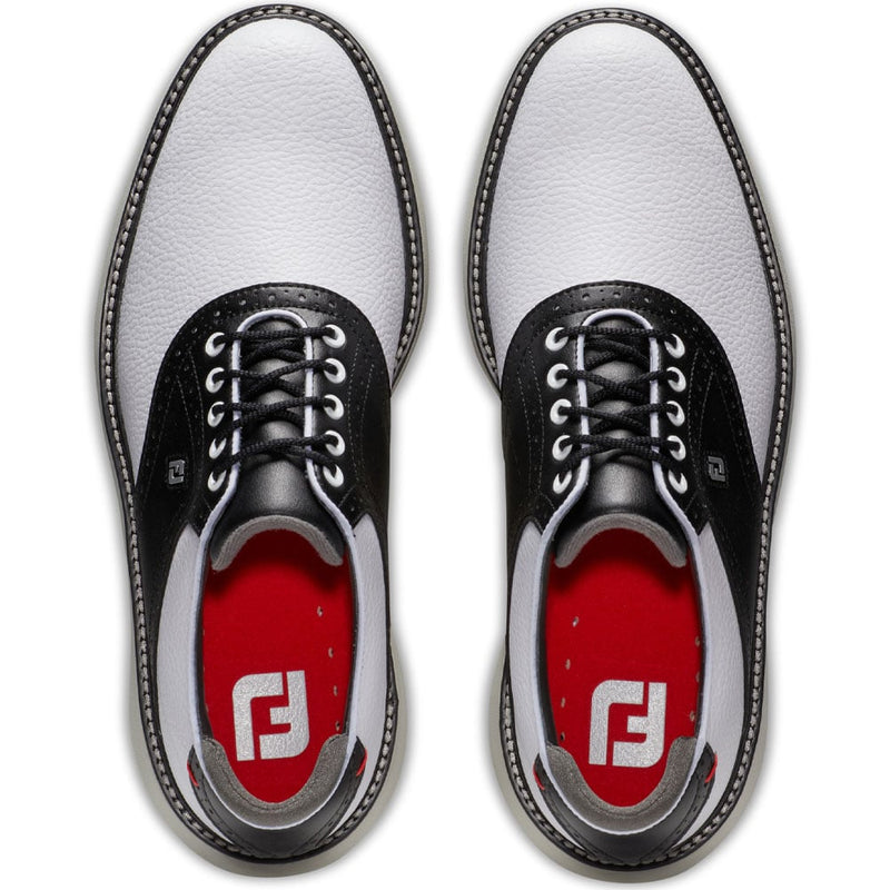 FootJoy Traditions Spikeless Waterproof Shoes - White/Black/Grey