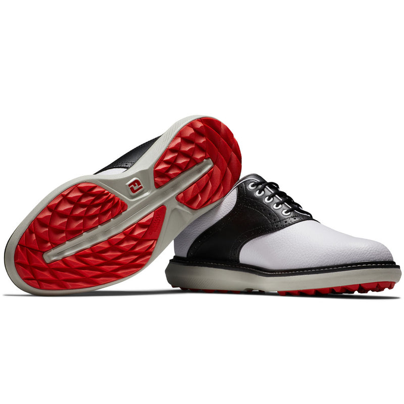 FootJoy Traditions Spikeless Waterproof Shoes - White/Black/Grey