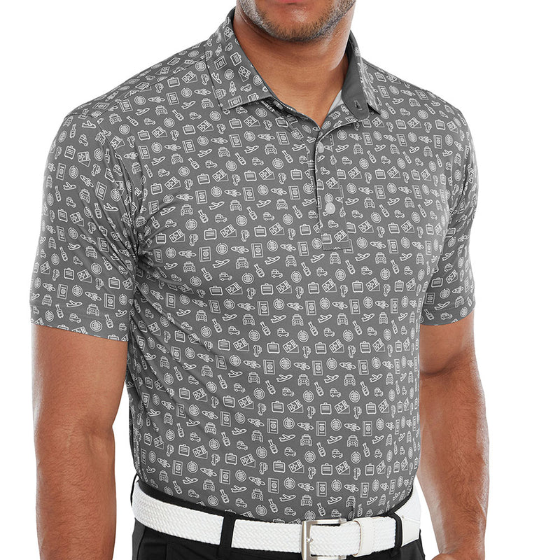 FootJoy Travel Print Polo Shirt - Lava/White