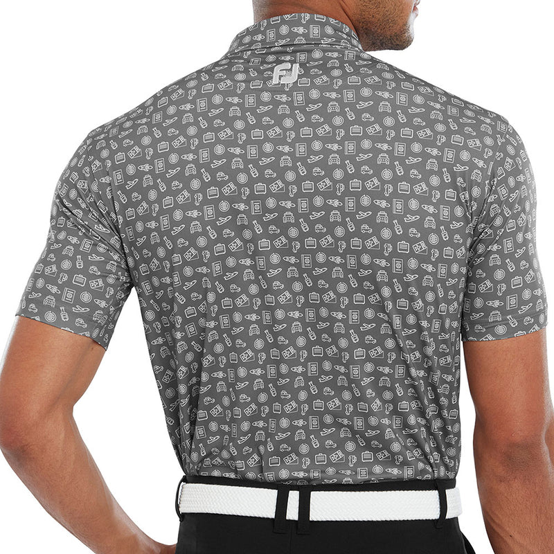 FootJoy Travel Print Polo Shirt - Lava/White