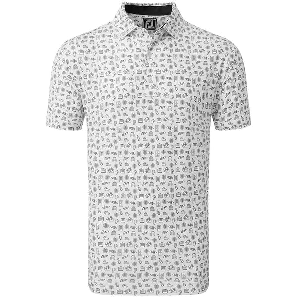 FootJoy Travel Print Polo Shirt - White/Black