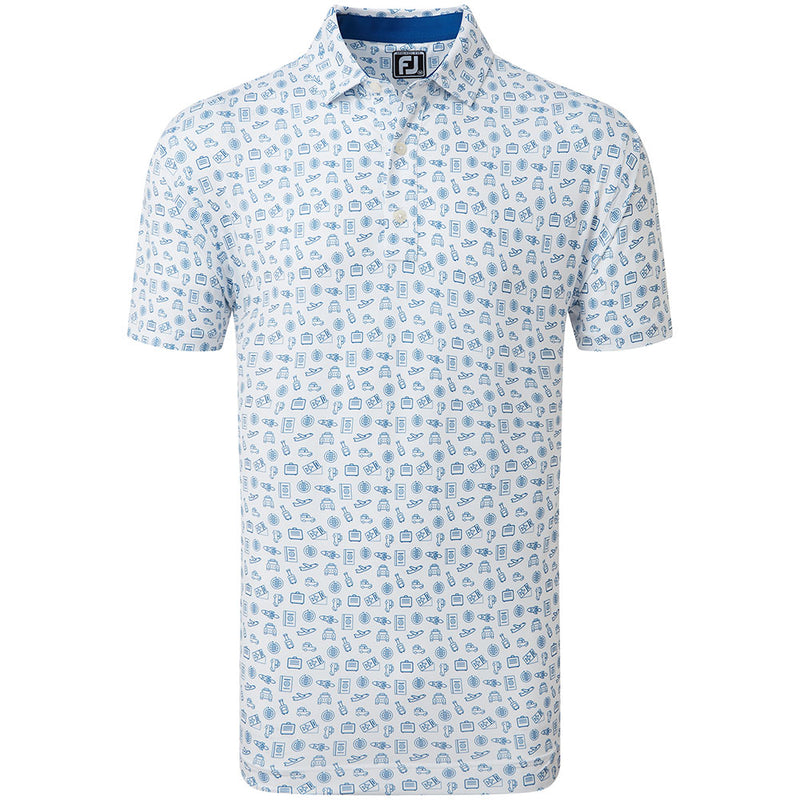 FootJoy Travel Print Polo Shirt - White/Twilight