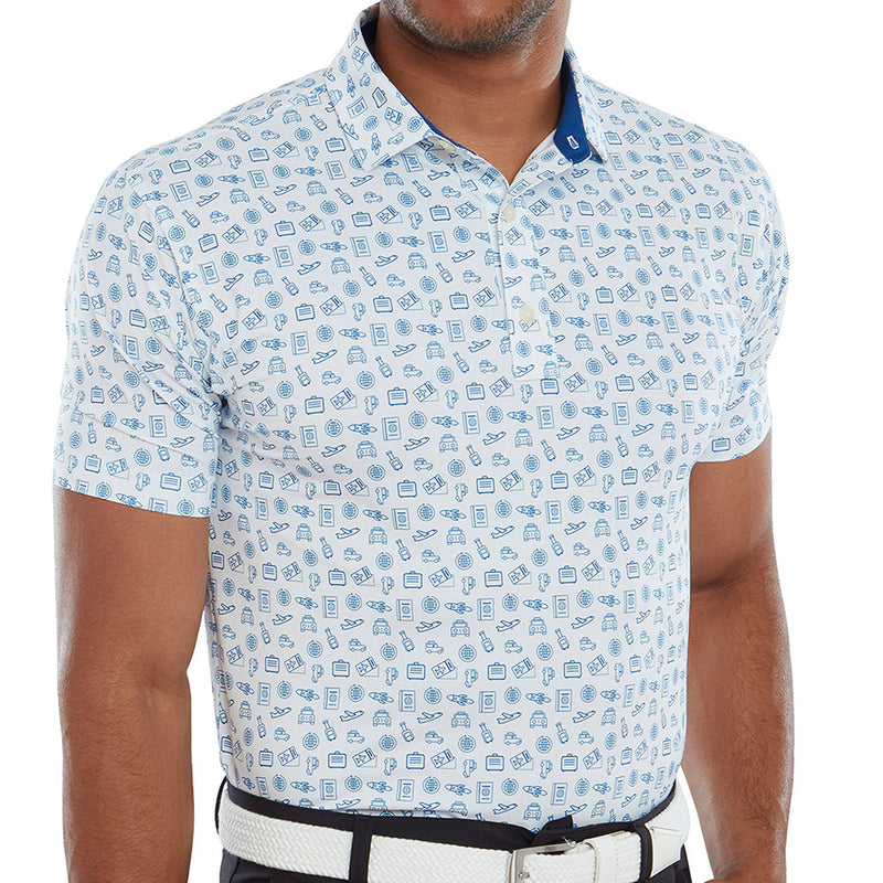 FootJoy Travel Print Polo Shirt - White/Twilight