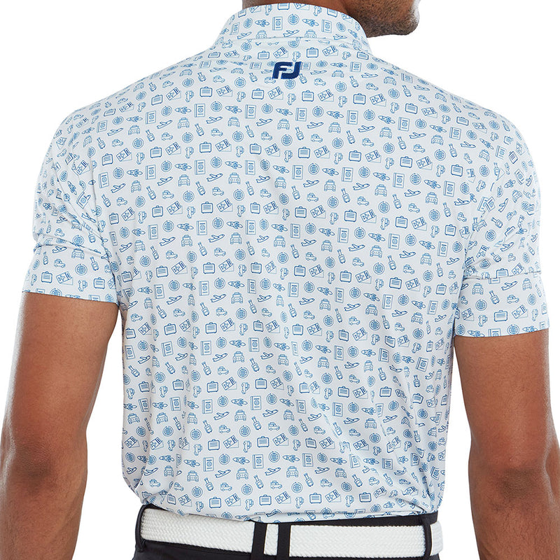 FootJoy Travel Print Polo Shirt - White/Twilight