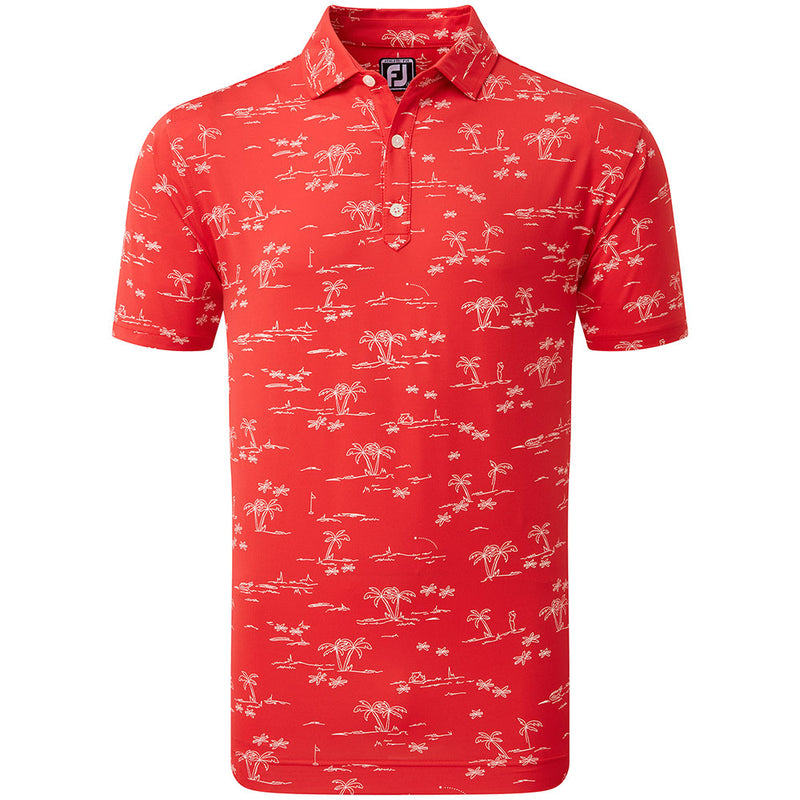 FootJoy Tropic Print Polo Shirt - Racing Red/White