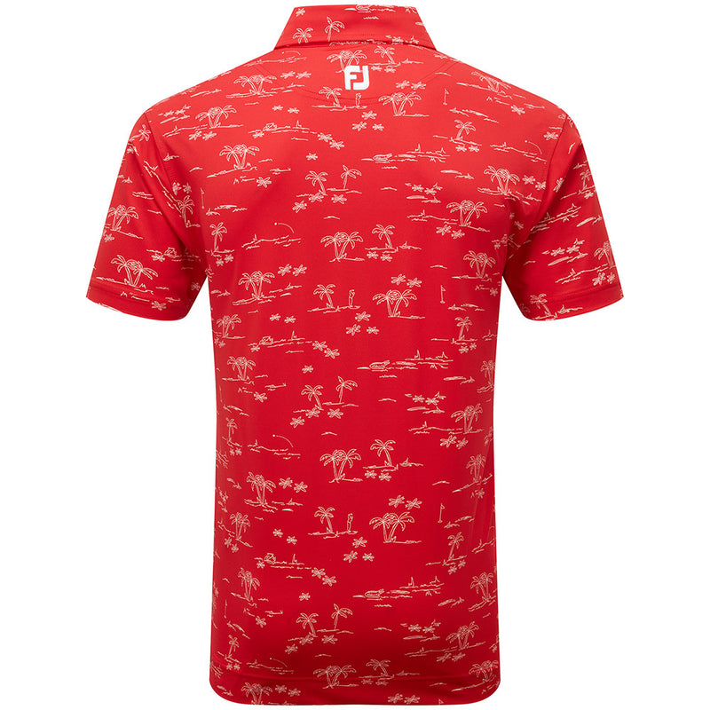 FootJoy Tropic Print Polo Shirt - Racing Red/White