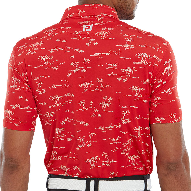 FootJoy Tropic Print Polo Shirt - Racing Red/White