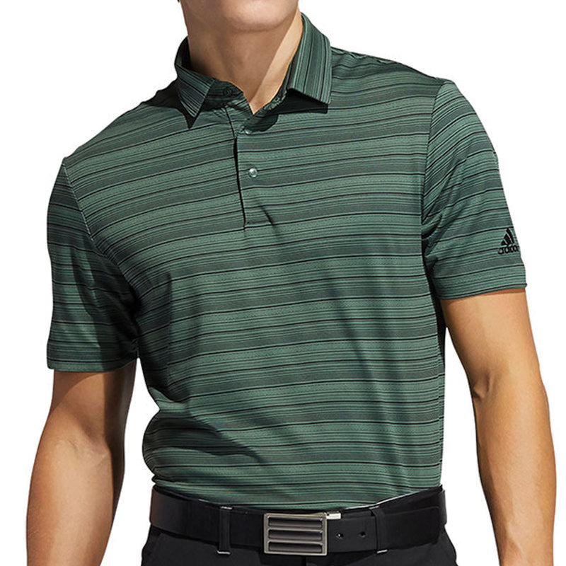 adidas Heather Snap Polo Shirt - Green Oxide/Black