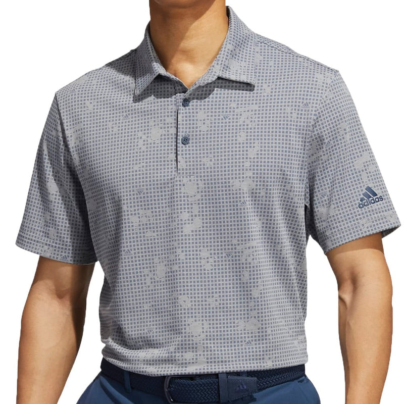 adidas Night Camo-Print Primegreen Polo Shirt - Grey Three Mel/Crew Navy