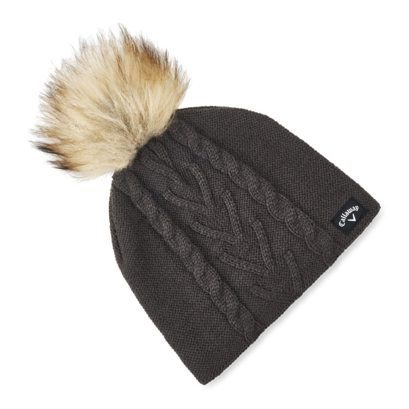 Callaway Ladies Winter Pom Pom Beanie Hat - Charcoal