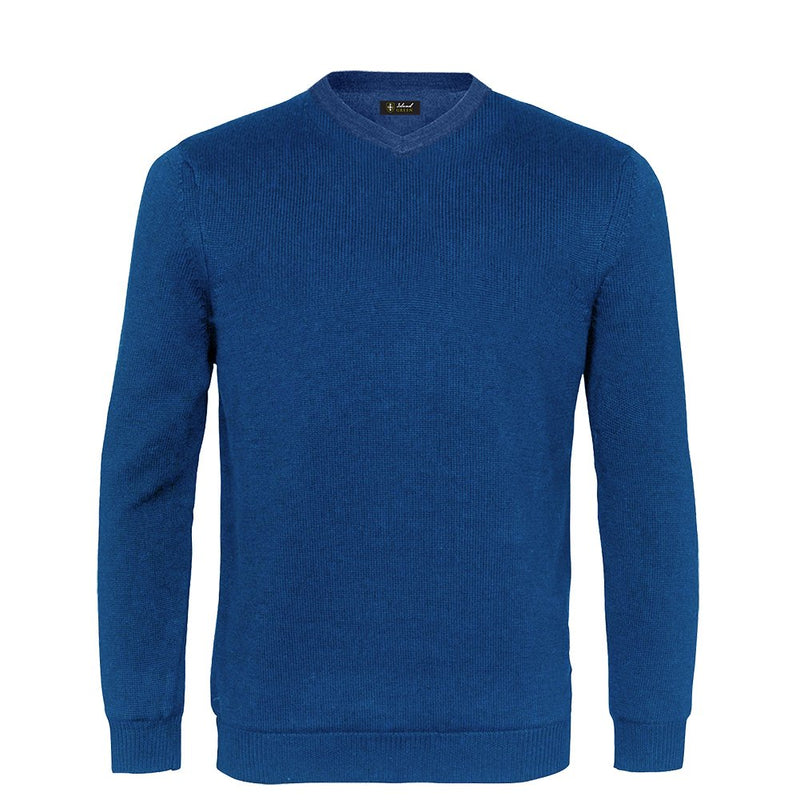 Island Green Supersoft Fine Knit V Neck Sweater - Marine