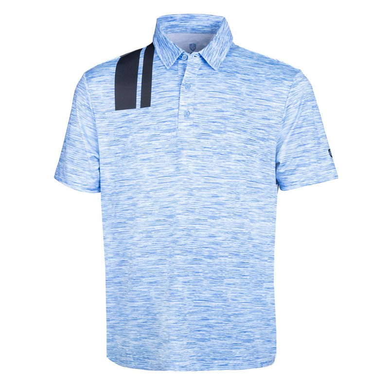 Island Green Racing Print Polo Shirt - Sky Marl/Charcoal