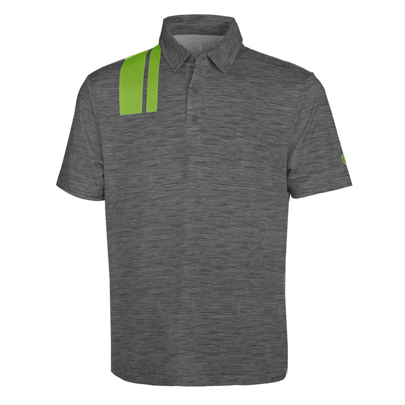 Island Green Racing Print Polo Shirt - Charcoal/Lime