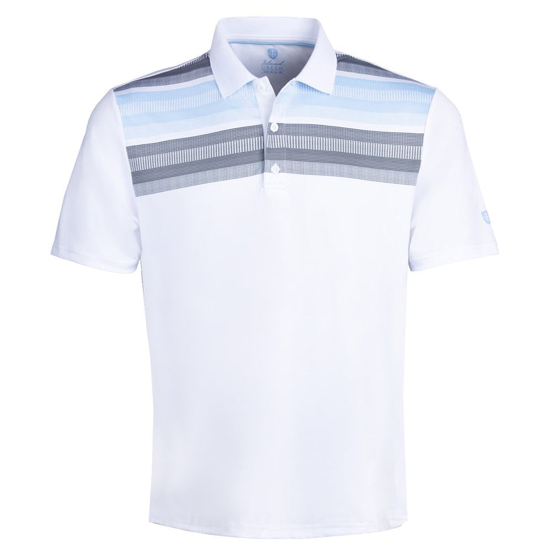 Island Green Matrix Print Polo Shirt - White/Sky/Grey