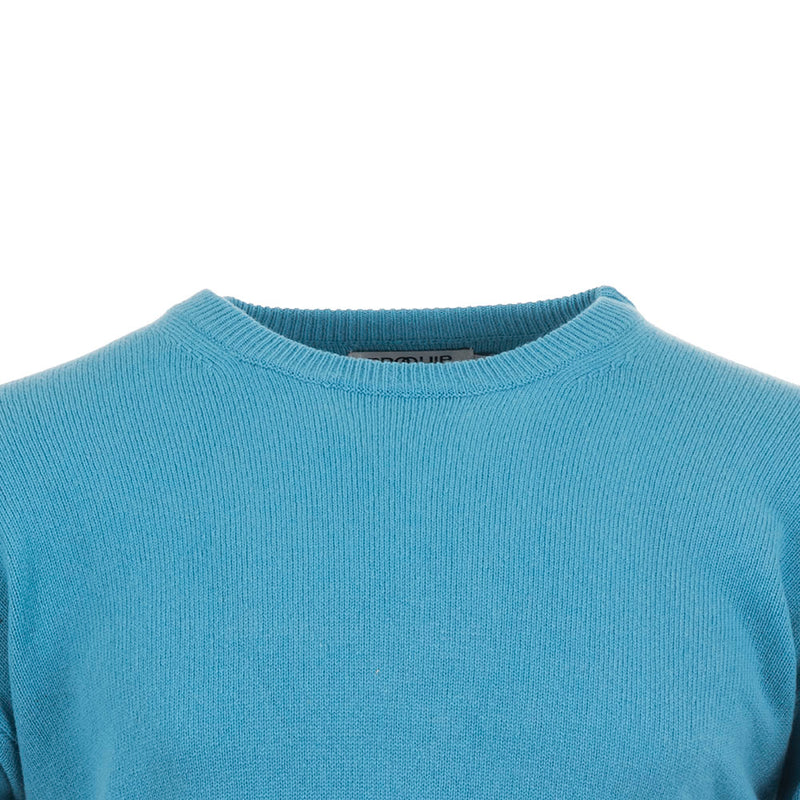 ProQuip Lambswool Water Repellent Crew Neck Golf Sweater - Aqua