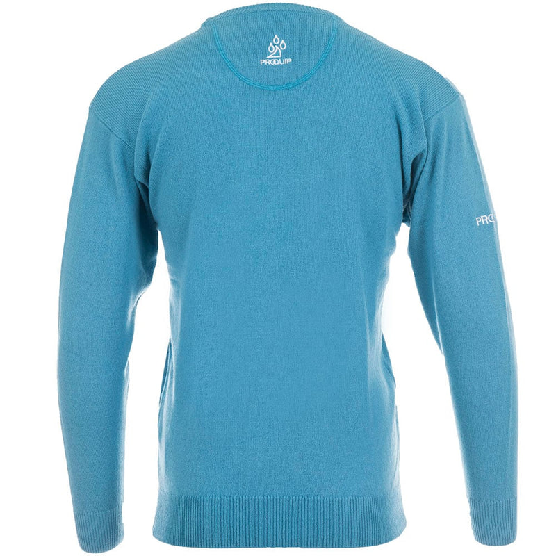 ProQuip Lambswool Water Repellent Crew Neck Golf Sweater - Aqua