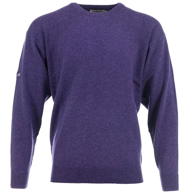 ProQuip Lambswool Water Repellent Crew Neck Golf Sweater - Purple