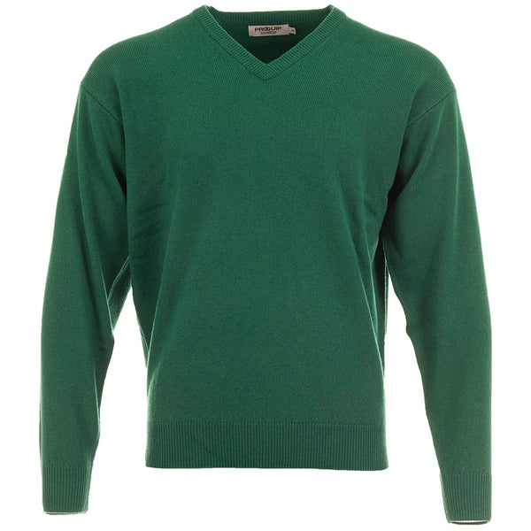 ProQuip Lambswool Water Repellent V Neck Golf Sweater - Grove Green