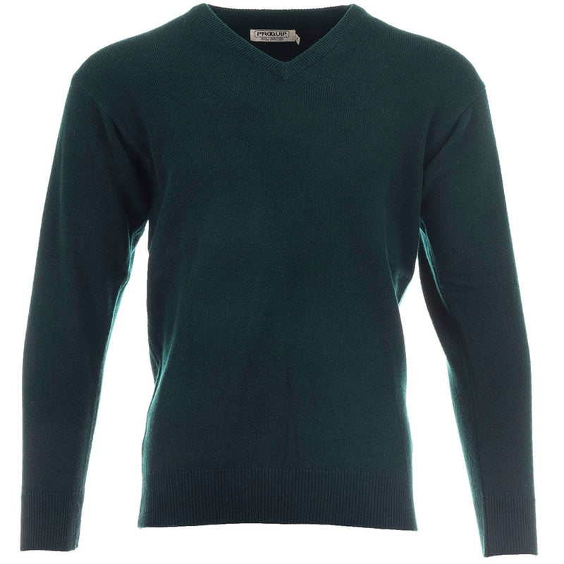 ProQuip Lambswool Water Repellent V Neck Golf Sweater - Tartan Green