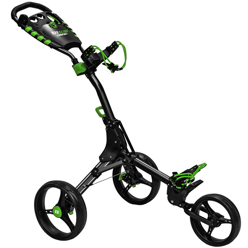 EzeGlide Compact+ Premium 3-Wheel Push Trolley - Black/Lime