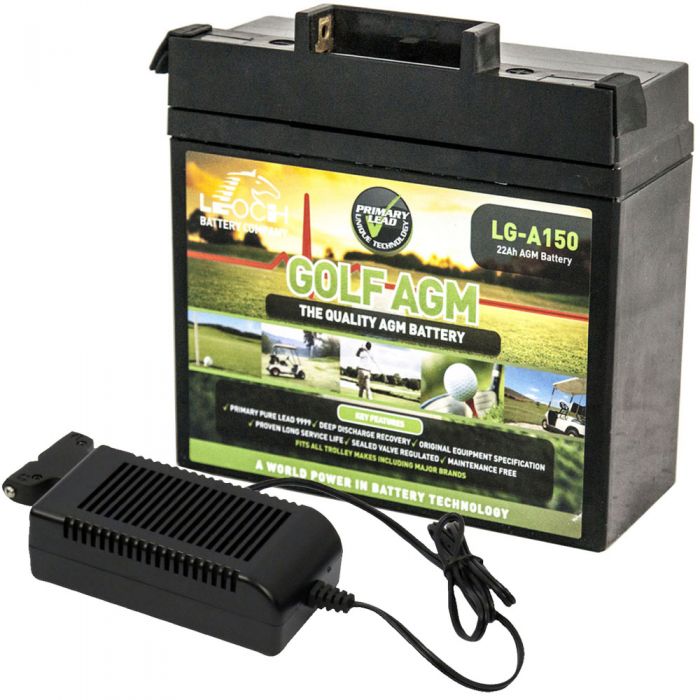 Leoch LG-A150 12v 22Ah AGM 18 Hole Golf Battery & Charger - PowaKaddy Compatible