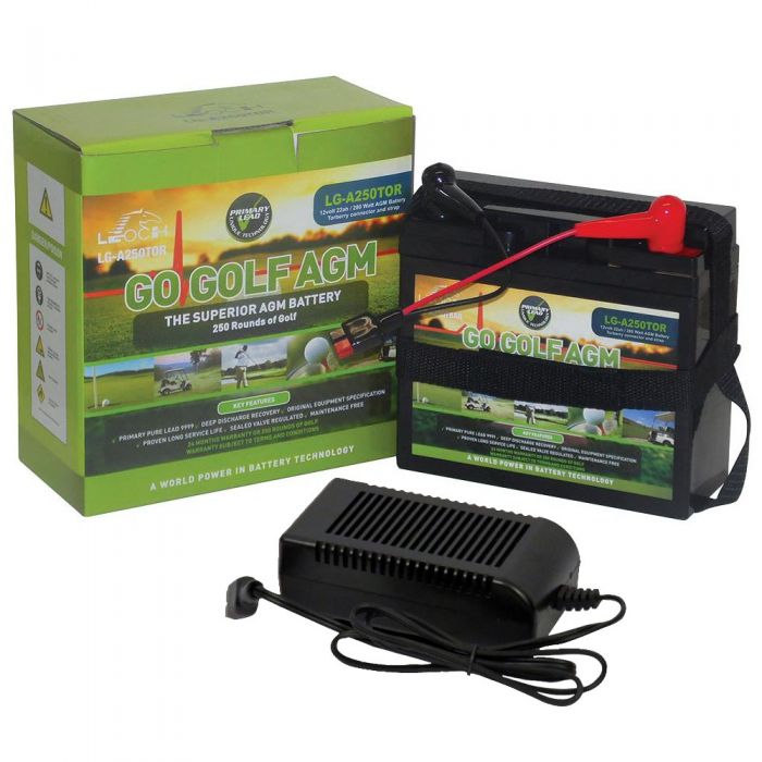 Leoch 12v 22Ah AGM Superior 18 Hole Golf Battery & Charger - Motocaddy Compatible