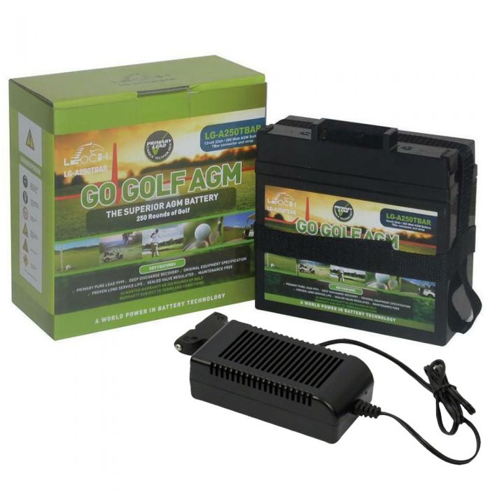 Leoch 12v 22Ah AGM Superior 18 Hole Golf Battery & Charger - PowaKaddy Compatible